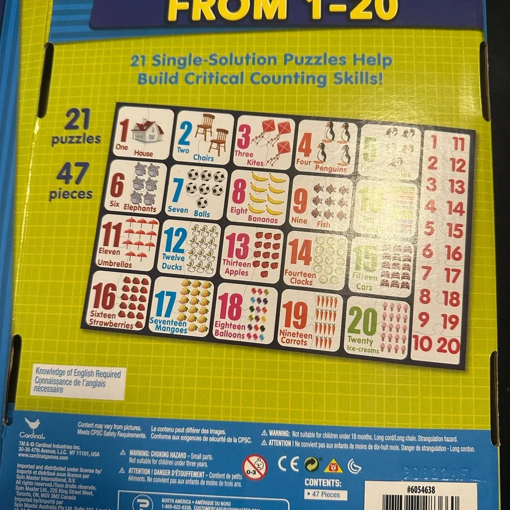 Puzzle tots from 1-20 new in box